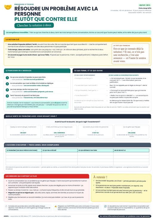 Aperçu : Résoudre un problème avec la personne