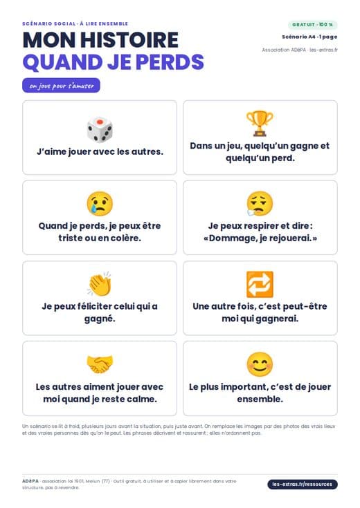 Aperçu : Scénario social : quand je perds à un jeu