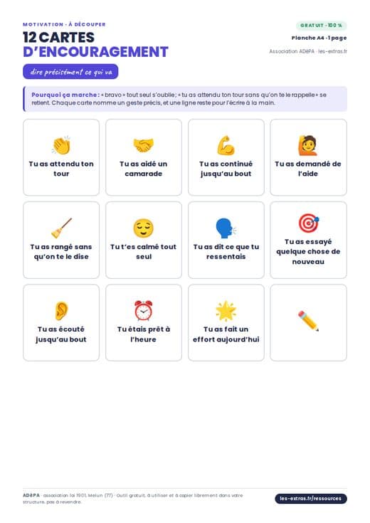 Aperçu : 12 cartes d’encouragement à glisser
