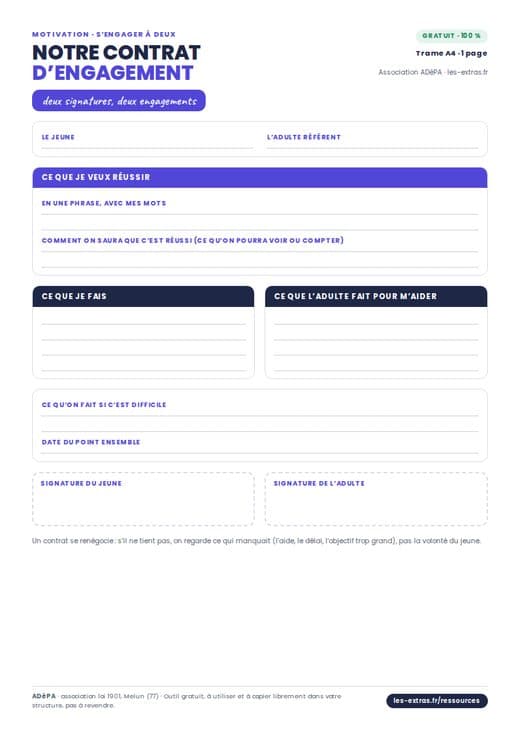 Aperçu : Contrat d’engagement jeune et adulte